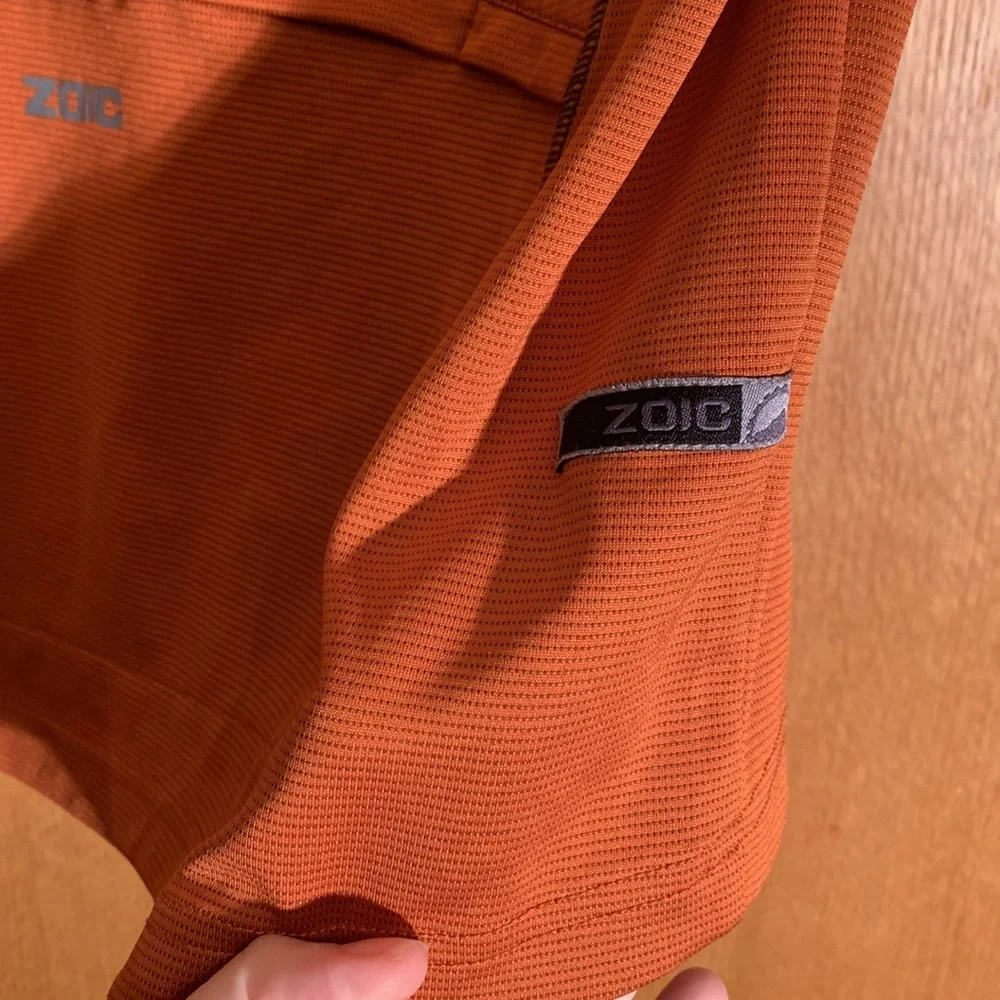 Zoic 1/2 zip orange cycling biking jersey men LARGE reflective details pocket